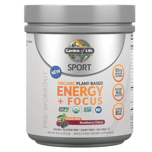 Garden of Life SPORT Organic Plant-Based Energy Focus Sugar Free Blackberry Cherry 231 gram powder